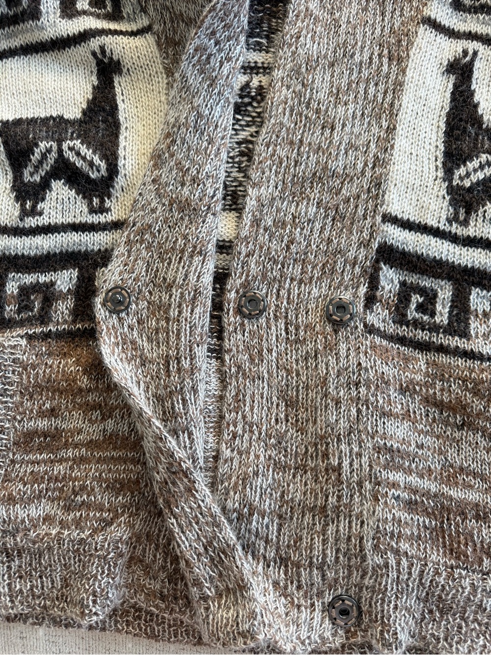 Isabel Marant Etoile Brown Cream Alpaca-Pattern Alpaca and Wool Cardigan Large - Picture 15 of 16